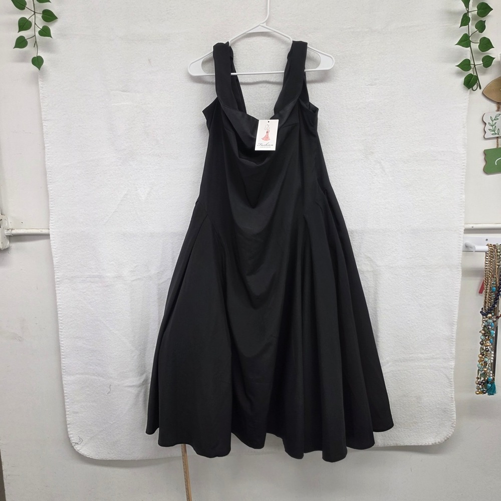*NWT* Fashion Class Black Cowl Corset Back Fit & Flare Cocktail Dress Size 18